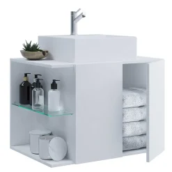 Badezimmer Schrank weiß Pseidoca
