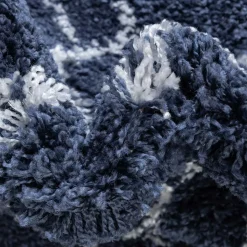 Blauer Shaggy Teppich Vulin
