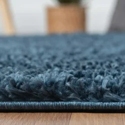 Dunkelblauer Shaggy Teppich Albert