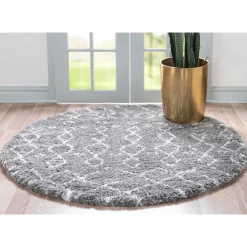 Grauer Hochflor Teppich Jeys