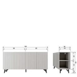 Hellgraues Sideboard Bosso