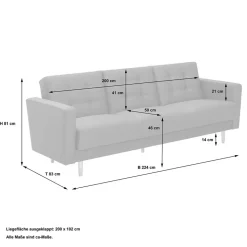 Klappcouch Anthrazit Loytima
