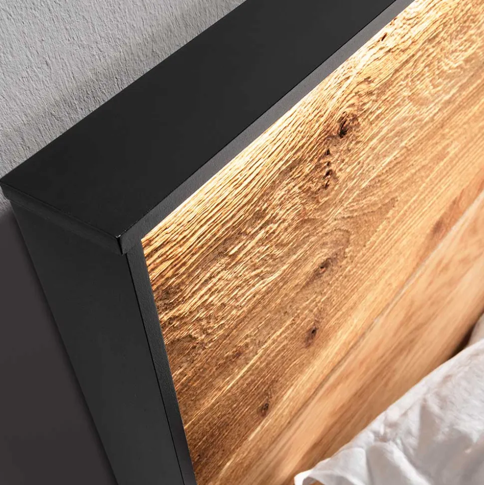 Massivholz Bett mit Nachtkonsole Scoddo