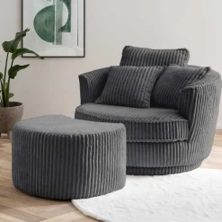 Retro Drehsessel mit Hocker Tresema