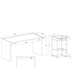 Schreibtisch mit Regalelement Rascian