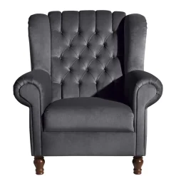 Sessel Anthrazit Samt Kean