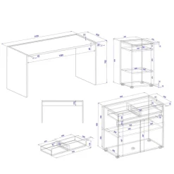 3-teiliges Büromöbelset Rascian