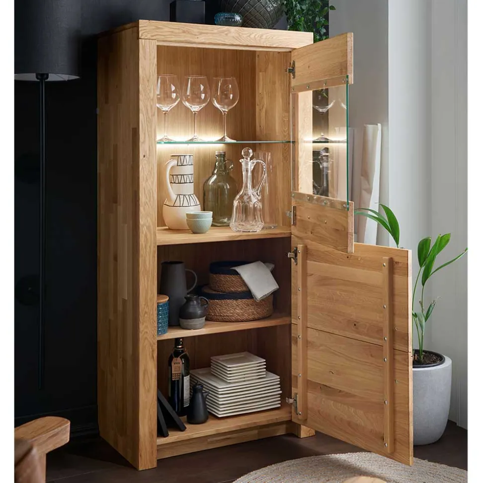 Wohnzimmervitrine Wildeiche Divrina